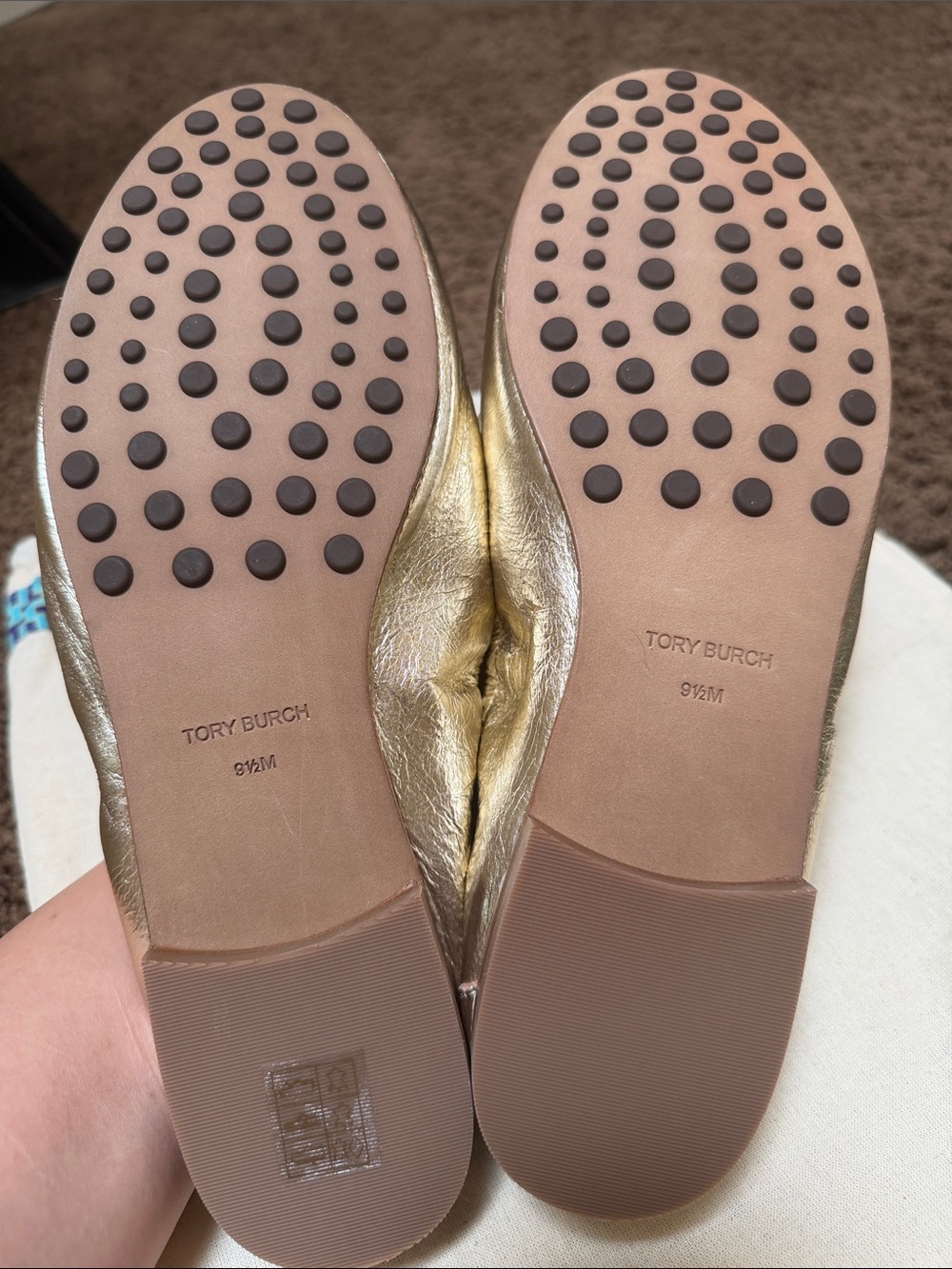 Tory Burch Ballet Loafers women size 9.5 in sparkling gold - Picture 4 of 6